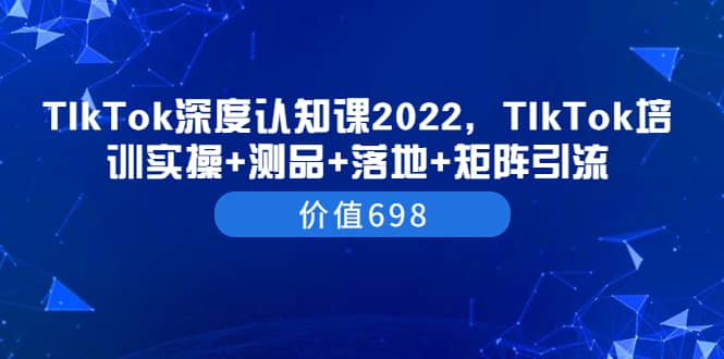 TIkTok深度认知课，TIkTok培训实操 测品 落地 矩阵引流（价值698）