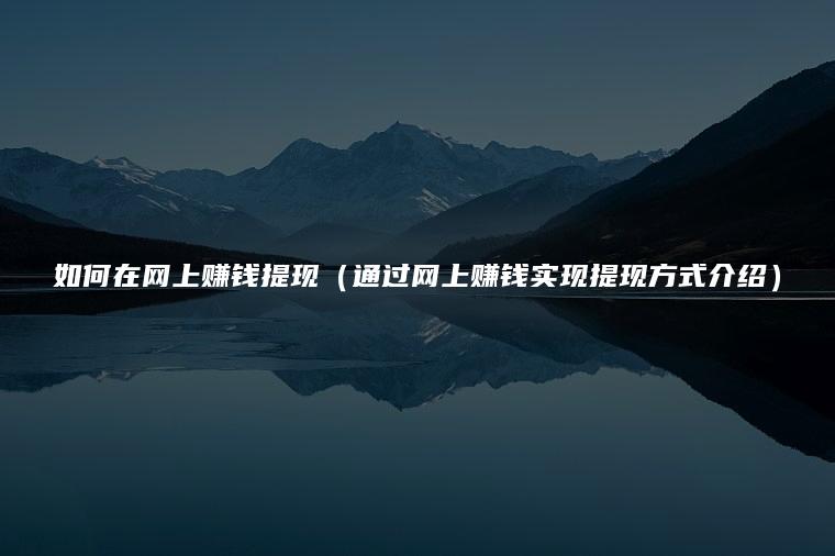 如何在网上赚钱提现（通过网上赚钱实现提现方式介绍）