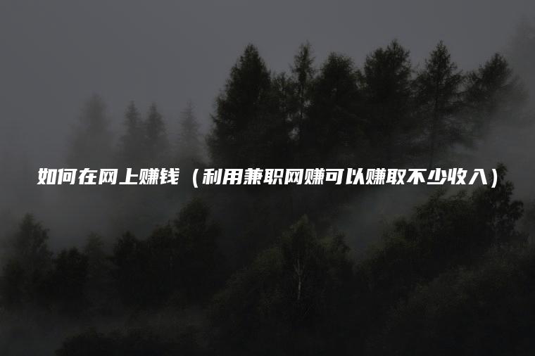 如何在网上赚钱（利用兼职网赚可以赚取不少收入）