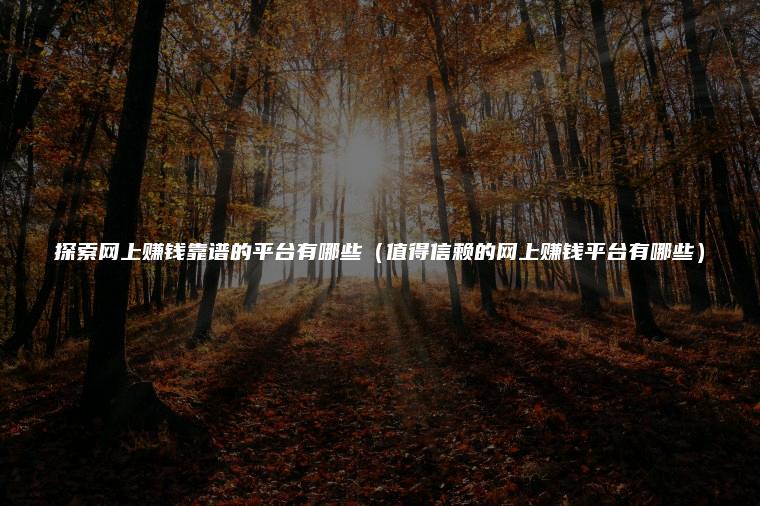 探索网上赚钱靠谱的平台有哪些（值得信赖的网上赚钱平台有哪些）