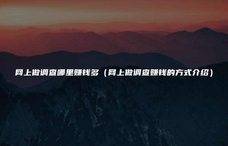 网上做调查哪里赚钱多（网上做调查赚钱的方式介绍）