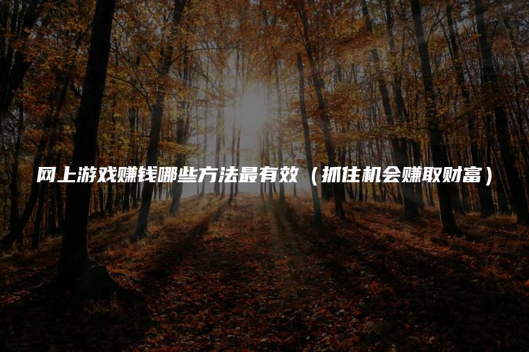 网上游戏赚钱哪些方法最有效（抓住机会赚取财富）