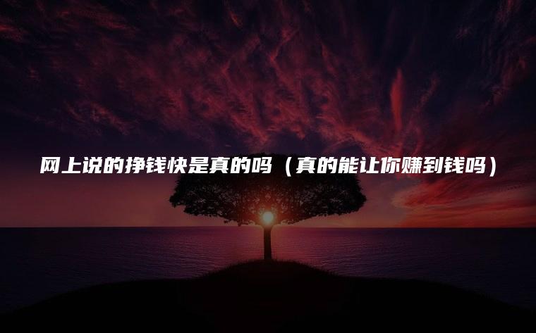 网上说的挣钱快是真的吗（真的能让你赚到钱吗）