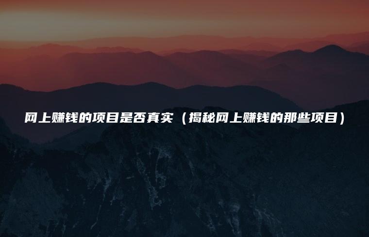 网上赚钱的项目是否真实（揭秘网上赚钱的那些项目）