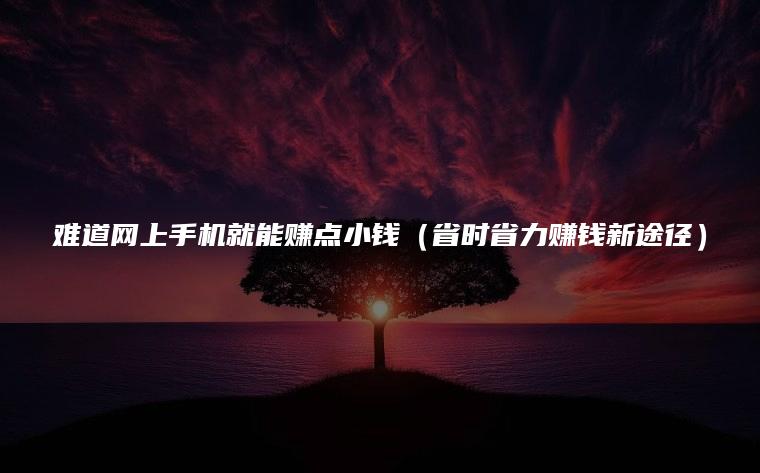 难道网上手机就能赚点小钱（省时省力赚钱新途径）