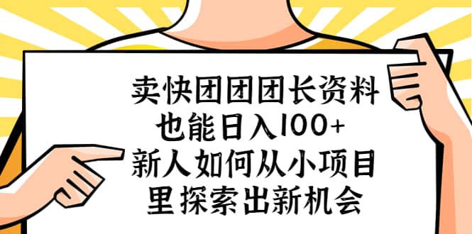 卖快团团团长资料也能日入100  新人如何从小项目里探索出新机会