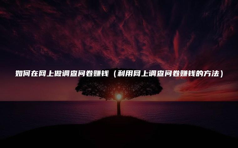 如何在网上做调查问卷赚钱（利用网上调查问卷赚钱的方法）