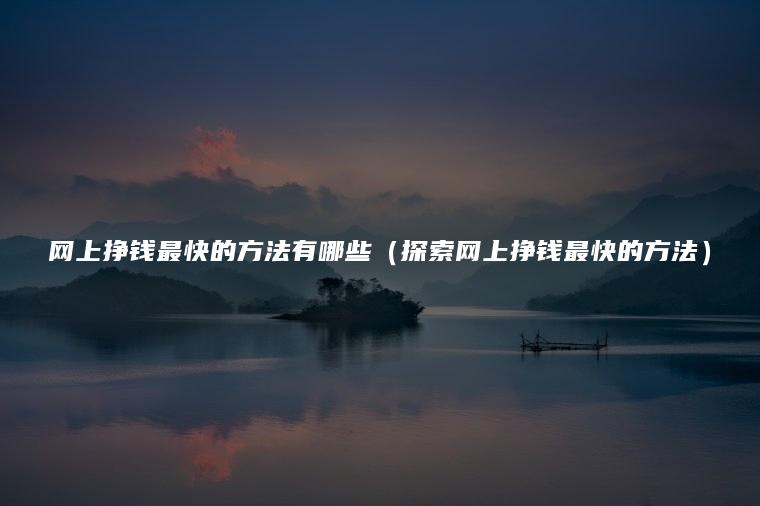网上挣钱最快的方法有哪些（探索网上挣钱最快的方法）