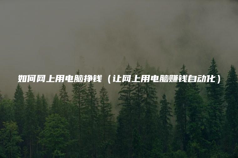 如何网上用电脑挣钱（让网上用电脑赚钱自动化）