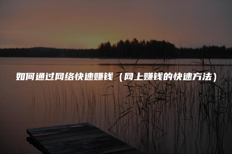 如何通过网络快速赚钱（网上赚钱的快速方法）