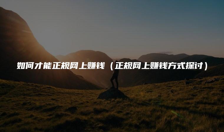 如何才能正规网上赚钱（正规网上赚钱方式探讨）