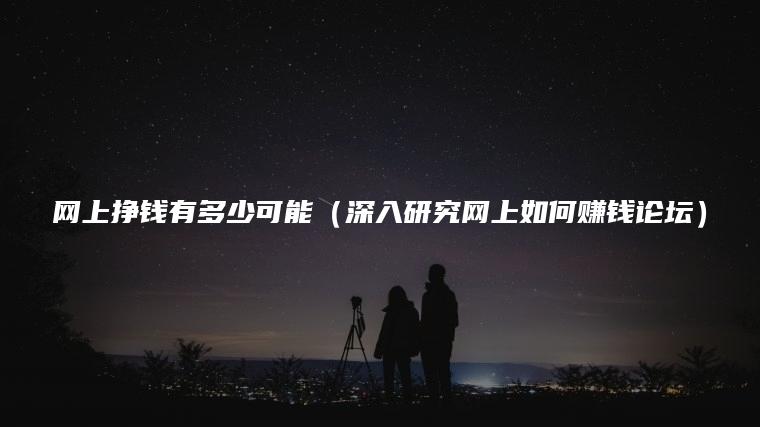 网上挣钱有多少可能（深入研究网上如何赚钱论坛）