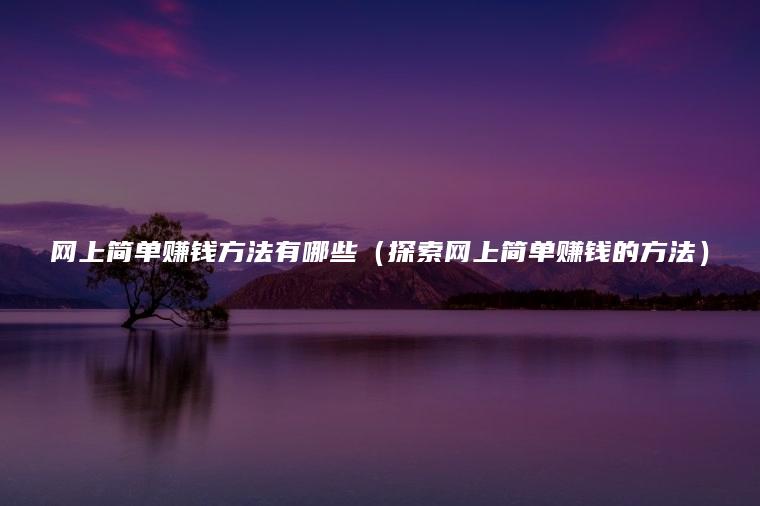 网上简单赚钱方法有哪些（探索网上简单赚钱的方法）