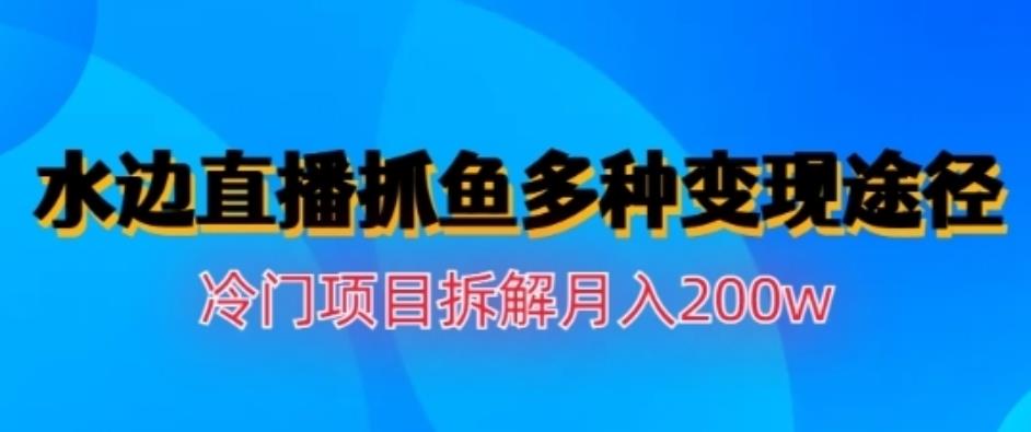 水边直播抓鱼，多种变现途径冷门项目，月入200w拆解