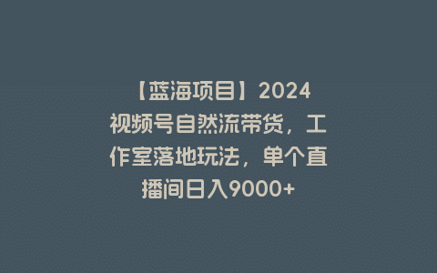 【蓝海项目】2024视频号自然流带货，工作室落地玩法，单个直播间日入9000+