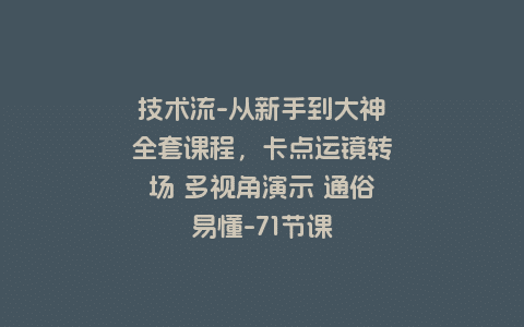 技术流-从新手到大神全套课程，卡点运镜转场 多视角演示 通俗易懂-71节课