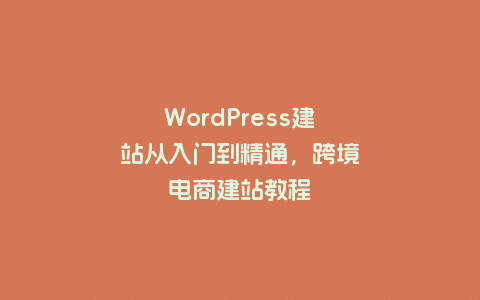 WordPress建站从入门到精通，跨境电商建站教程