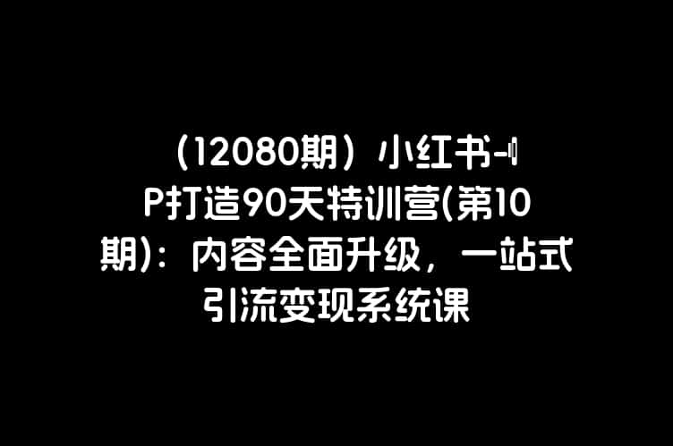 （12080期）小红书-IP打造90天特训营(第10期)：内容全面升级，一站式引流变现系统课