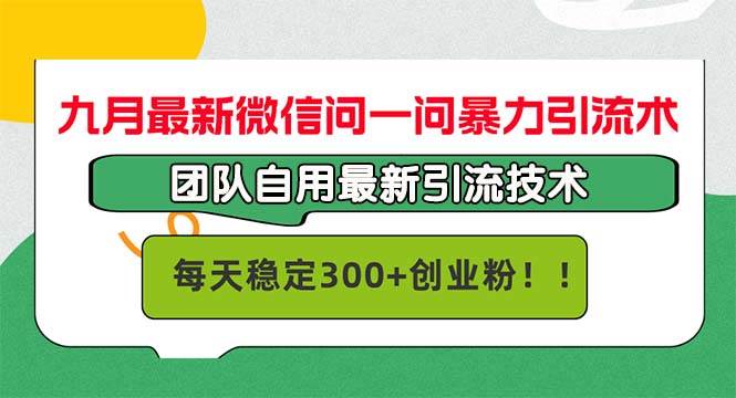 （12735期）九月最新微信问一问暴力引流术，团队自用引流术，每天稳定300+创...