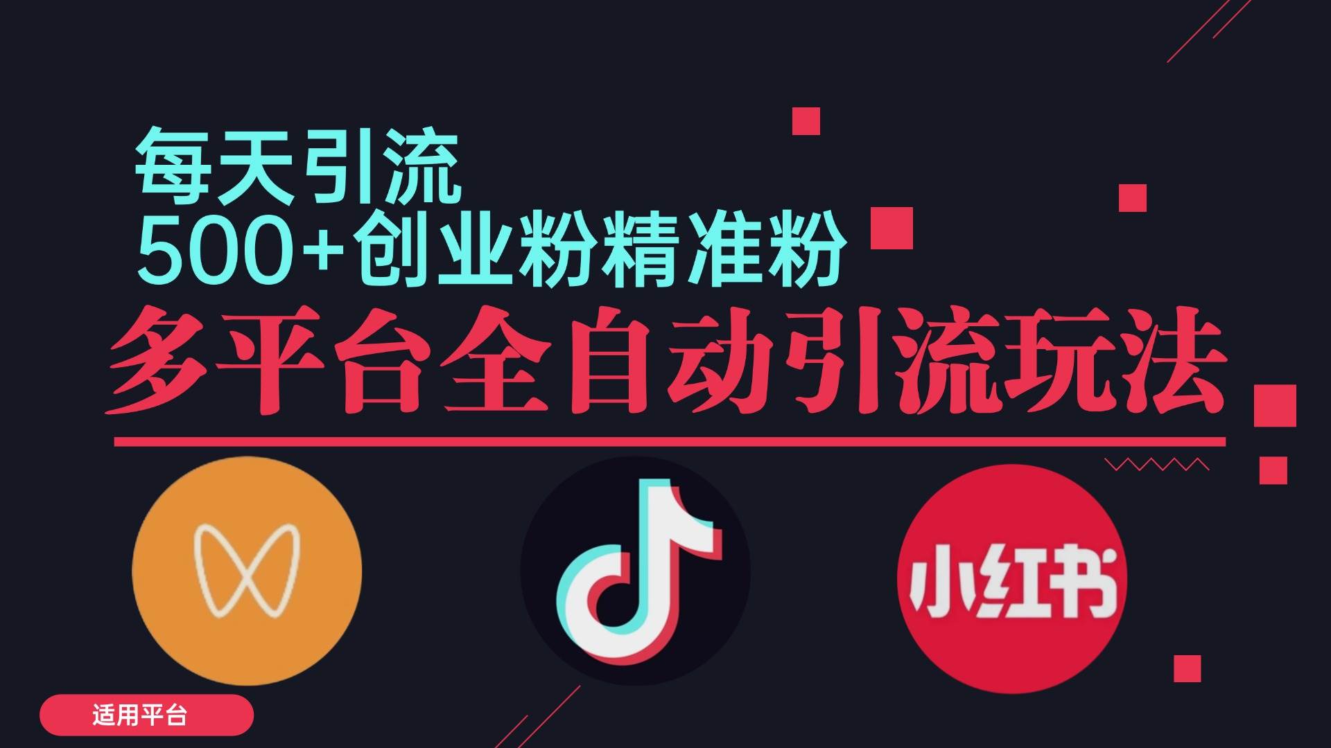 （12765期）小红书抖音视频号截流自热全平台引流打法，全自动引流【日引2000+精准...