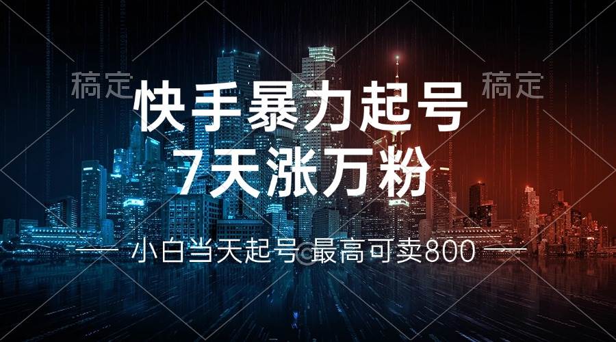 （13142期）快手爆栗起号，7天涨万粉，小白当天起号 多种变现方式，账号回收，单月...