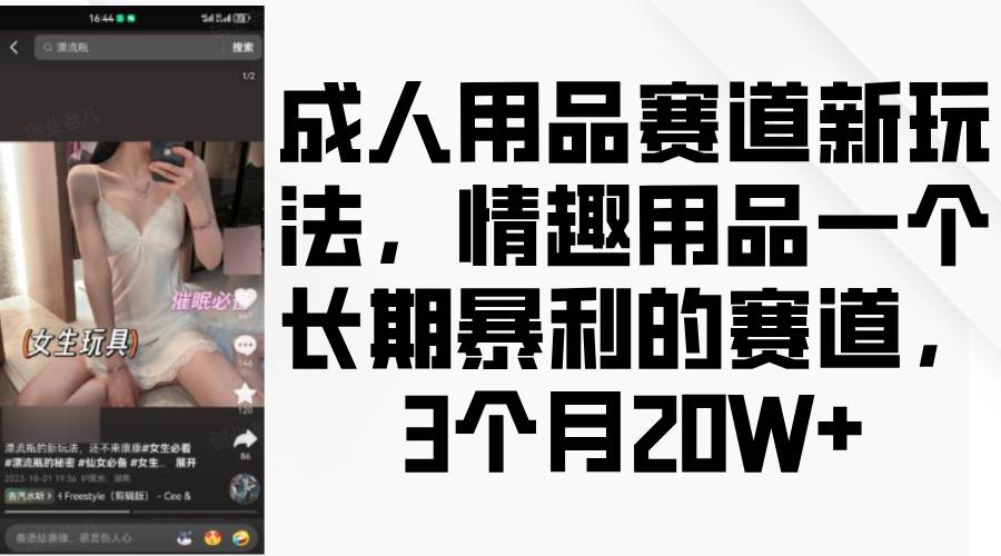 成人用品赛道新玩法，情趣用品一个长期暴莉的赛道，3个月20W+