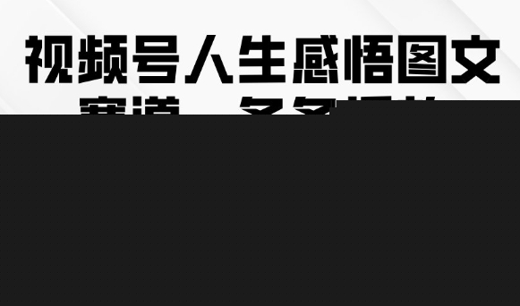 视频号人生感悟图文赛道，条条播放10w+，这个方法做视频号太牛了