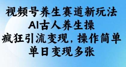 视频号养生赛道新玩法，AI古人养生操，疯狂引流变现，操作简单，单日变现多张