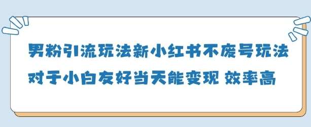 男粉引流玩法(新)，玩法友好做的好当天就能变现