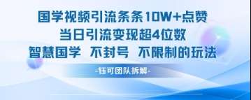 国学视频引流条条10W+点赞当日引流变现超4位数