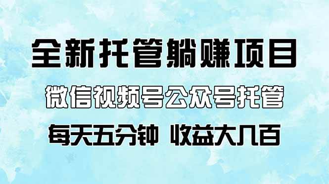 （14425期）全新托管躺赚项目，微信视频号公众号托管代运营，每天五分钟，收益大几百