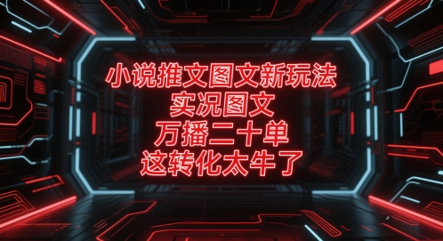 小说推文创新图文玩法：实况图文实战技巧助万次曝光转化20单！