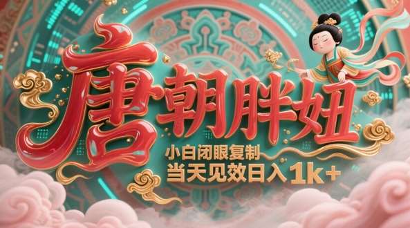 用AI克隆“唐朝胖妞”日更3条，平台疯狂推流，小白闭眼复制，当天见效，日入1k+