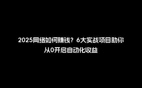 2025网络如何赚钱？6大实战项目助你从0开启自动化收益
