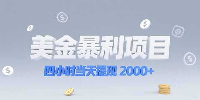 美金暴L项目，四小时当天提现 2000+机会留给会选赛道的人