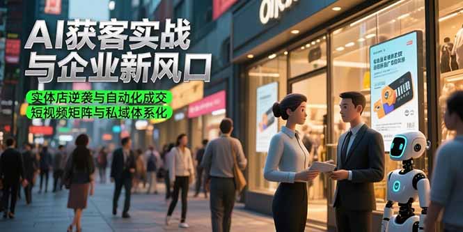 AI获客实战与企业新风口，实体店逆袭与自动化成交 短视频矩阵与私域体系化