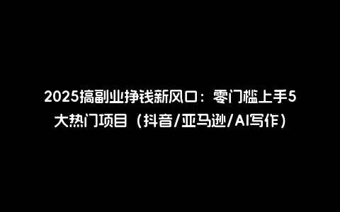 2025搞副业挣钱新风口：零门槛上手5大热门项目（抖音/亚马逊/AI写作）