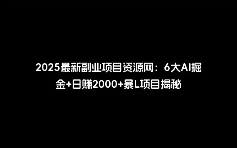 2025最新副业项目资源网：6大AI掘金+日赚2000+暴L项目揭秘