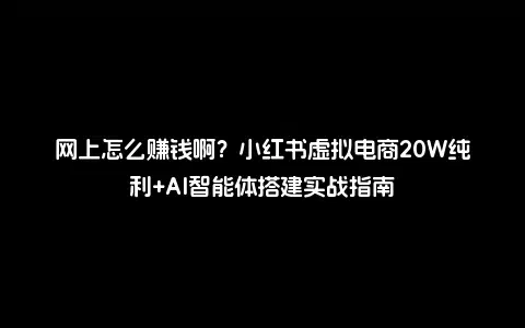 网上怎么赚钱啊？小红书虚拟电商20W纯利+AI智能体搭建实战指南