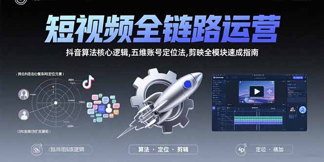 短视频全链路运营：抖音算法核心逻辑,五维账号定位法,剪映全模块速成指南