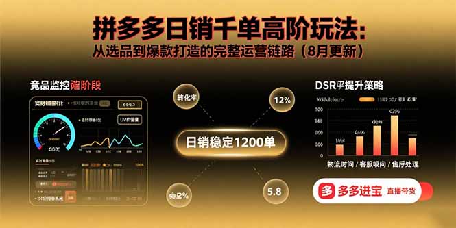 拼多多日销千单高阶玩法：从选品到爆款打造的完整运营链路（8月更新）