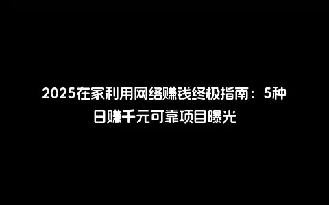 2025在家利用网络赚钱终极指南：5种日赚千元可靠项目曝光