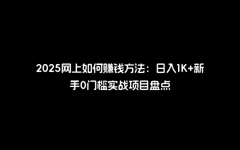 2025网上如何赚钱方法：日入1K+新手0门槛实战项目盘点