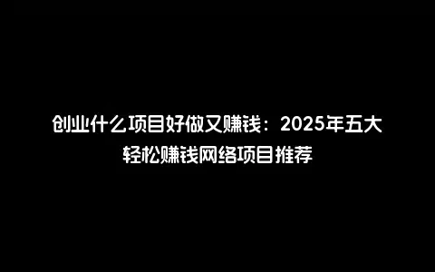 创业什么项目好做又赚钱：2025年五大轻松赚钱网络项目推荐