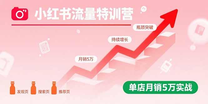 小红书流量特训营：突破流量瓶颈，实现店铺持续增长，单店月销5万实战