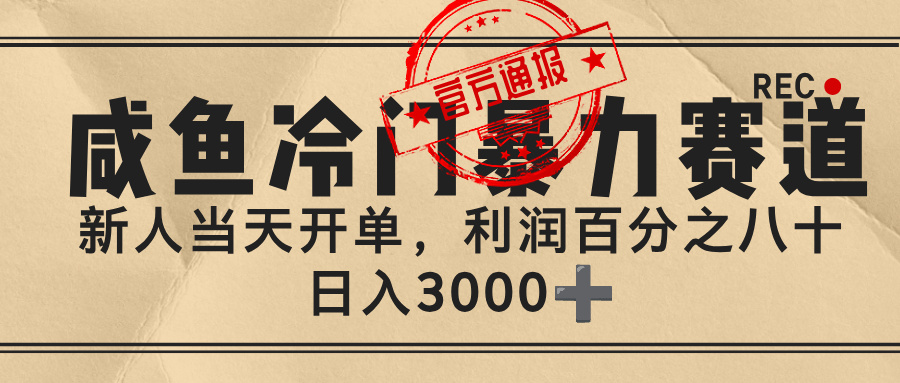 闲鱼，冷门爆栗赛道，一单 80%利润，新人轻松日入 3000+