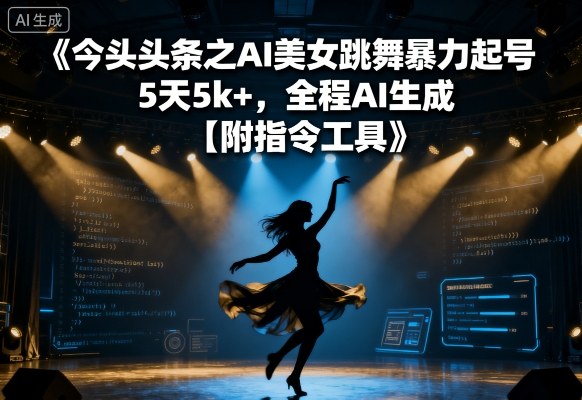 今日头条之AI美女跳舞爆栗起号，5天1k+，全程AI生成【附指令工具】