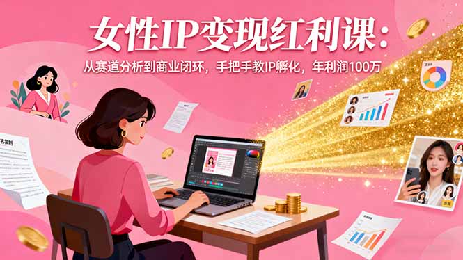 女性IP变现红利课：从赛道分析到商业闭环，手把手教IP孵化，年利润100万