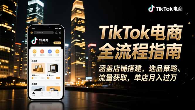 TikTok电商实战指南：店铺搭建、选品策略与流量获取的变现方法