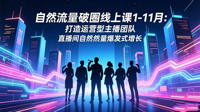 自然流量增长策略线上课1-11月：实操打造运营型主播团队 提升直播间流量